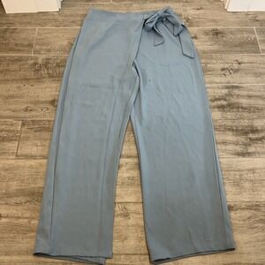 Halara Women's High Waisted Tie‎ Side Wide Leg Work Pants Size Medium Blue